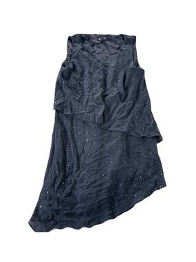 RSVP Navy Blue Paint Platter Draped Sleeveless High Low Top Women's Size Medium